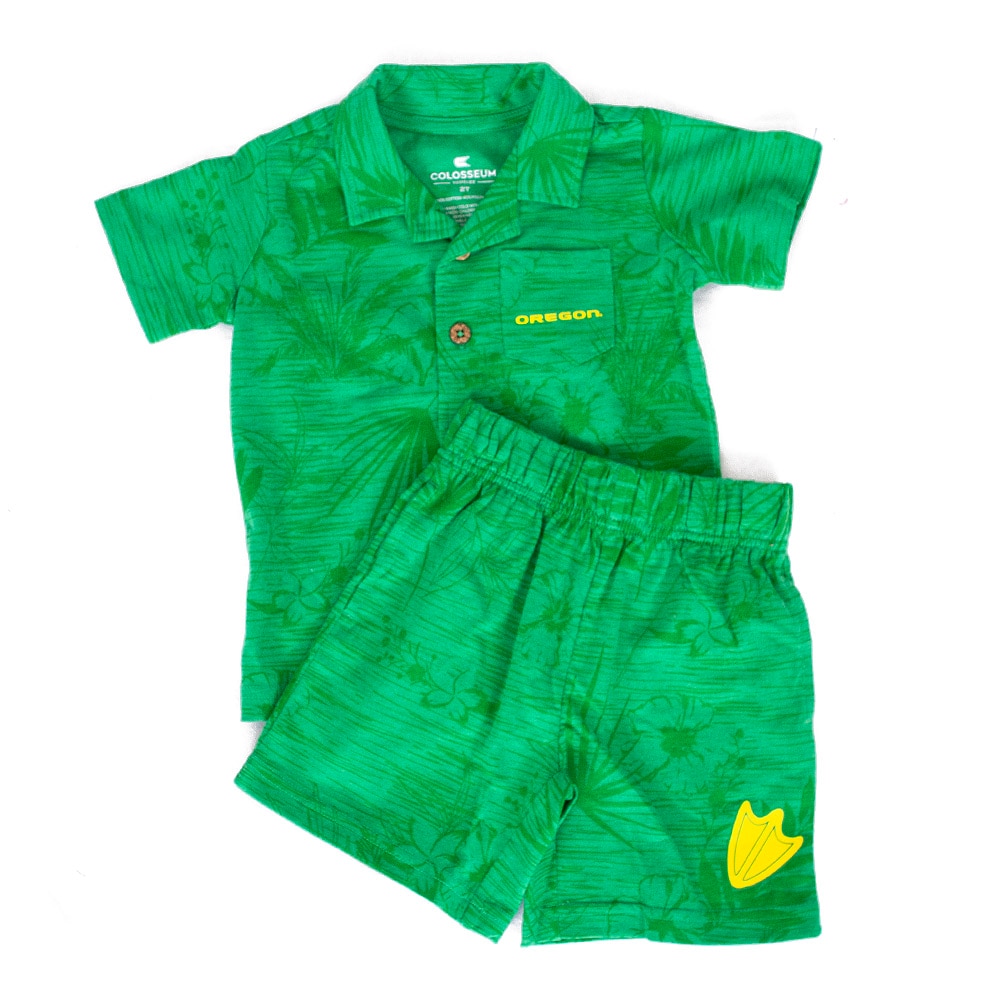 Oregon, Colosseum, Green, Sets, Cotton Blend, Kids, Toddler, Toddler, Fern, Camp Shirt, Button, Shorts, 897227